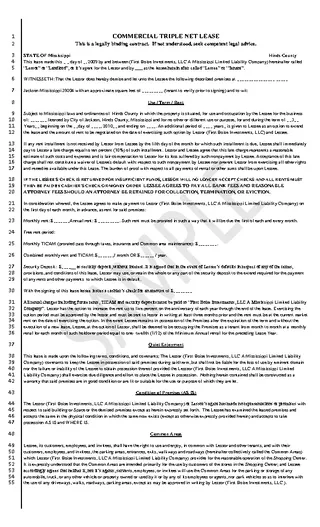 Mississippi Commercial Triple Net Lease Sample