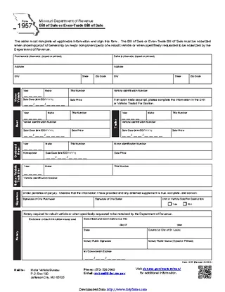 Missouri Bill Of Sale