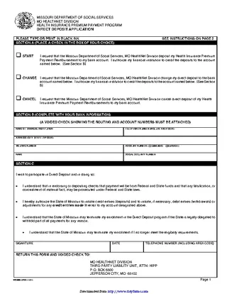 Forms Missouri Direct Deposit Form 1