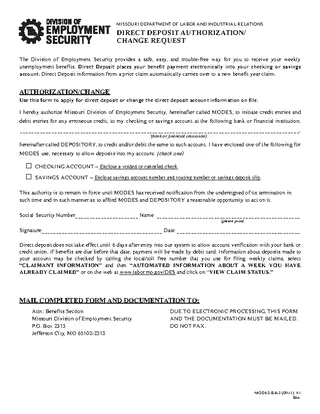 Forms Missouri Direct Deposit Form 2