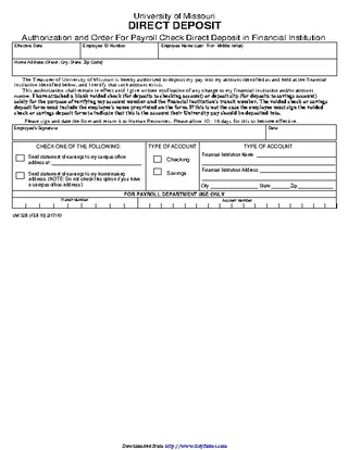 Forms Missouri Direct Deposit Form 3