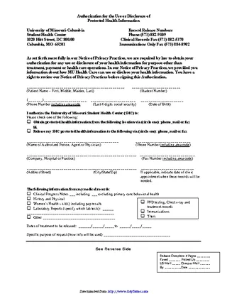 Missouri Medical Record Release Form 2