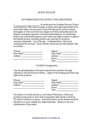 Forms Missouri Model Release Form 1