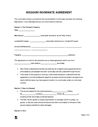 Forms Missouri Roommate Agreement Form