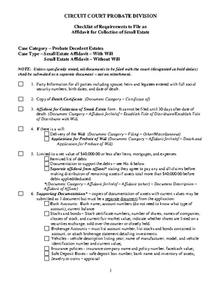 Forms Missouri Small Estate Checklist