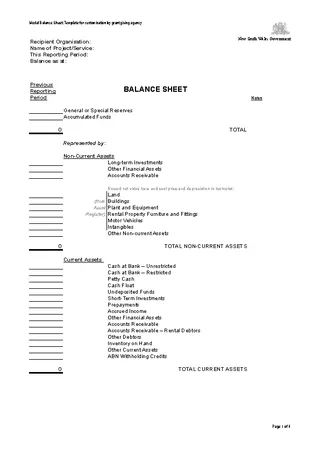 Model Balancesheet Template