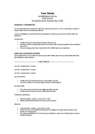 Modern Experience And Skills Cv Template