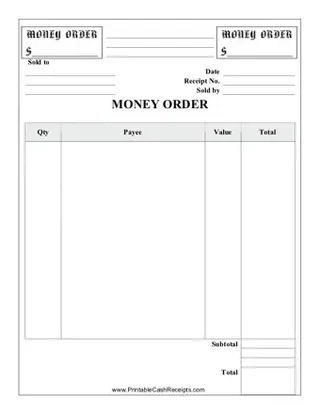 Forms Novelty Money Order Receipt PDF