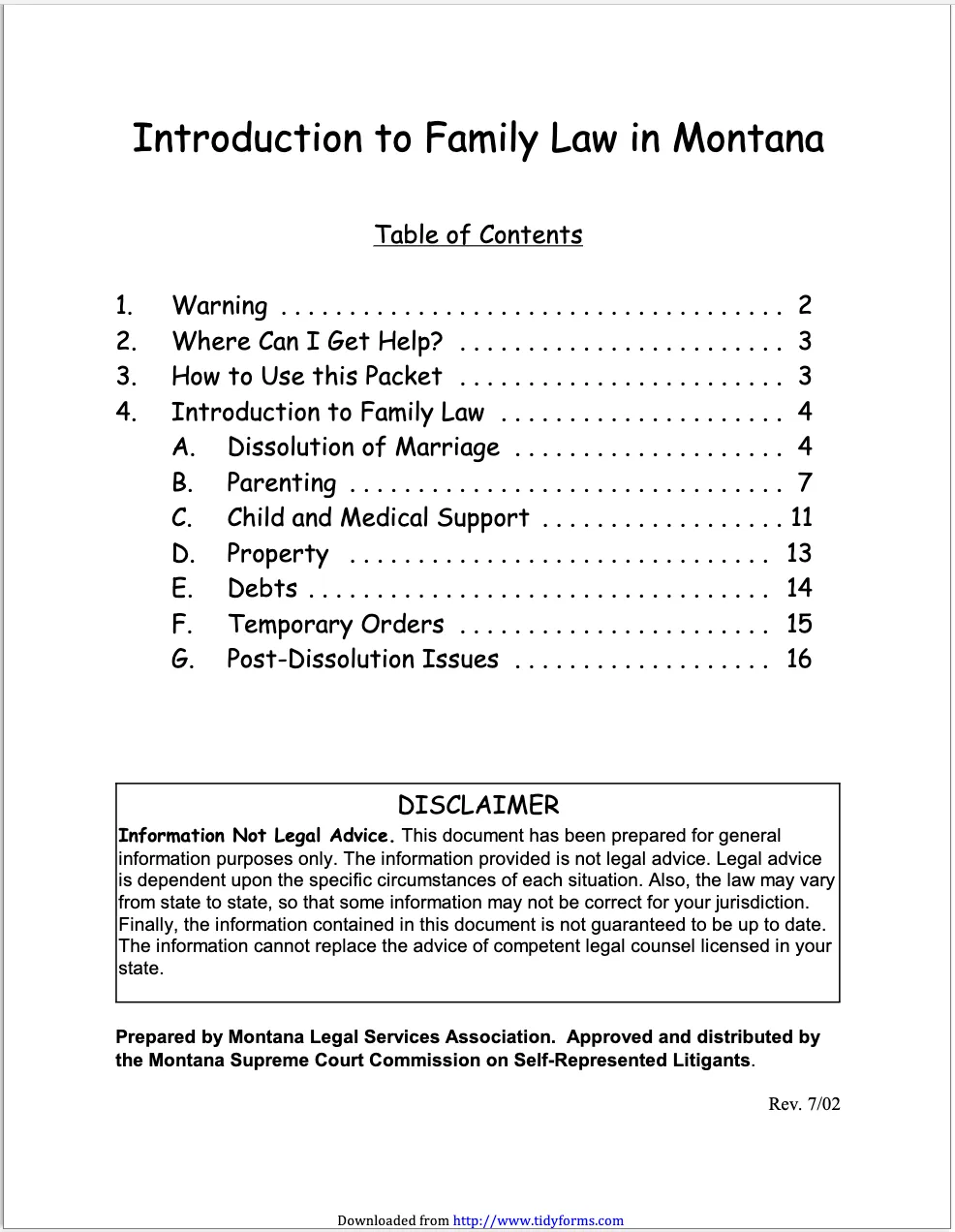 Montana Joint Petition For Dissolution Of Marriage Without Children Packet Form