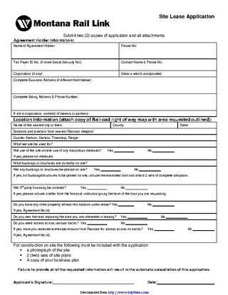 Montana Land Lease Application Form