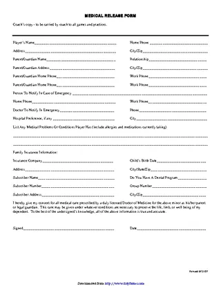 Montana Medical Release Form