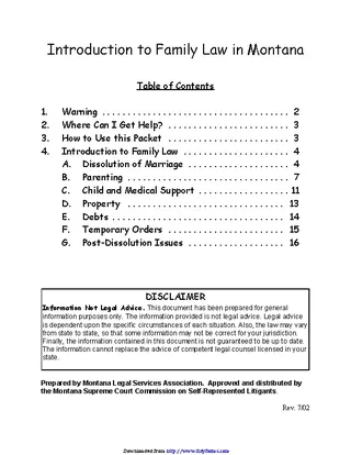 Montana Petition For Dissolution Of Marriage Without Children Packet Form