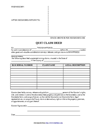 Forms Montana Quitclaim Deed Form