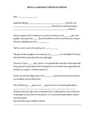 Month Rental Agreement Template