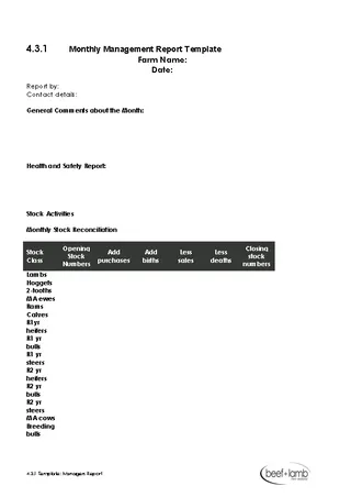 Monthly Management Report Template