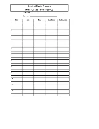 Monthly Meeting Schedule Template Free Download
