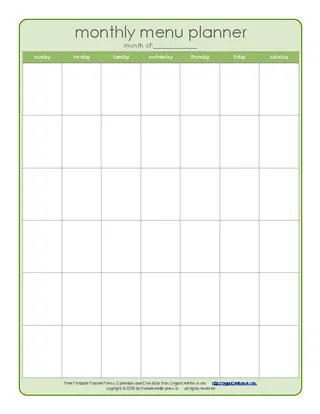 Forms Monthly Menu Planner