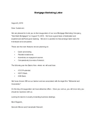 Forms Mortgage Marketing Letter