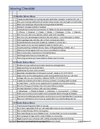 Moving Checklist Template