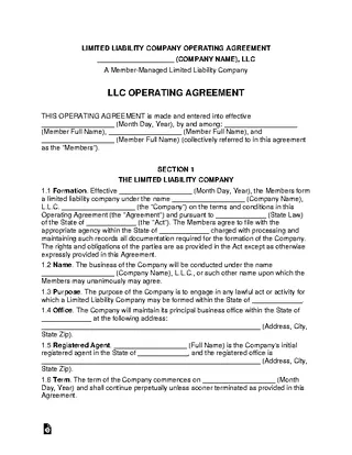 Forms Multi Member Llc Operating Agreement Template