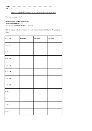 Forms Multiplication Long Division Worksheets
