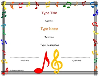 Forms Music Award Certificate Template