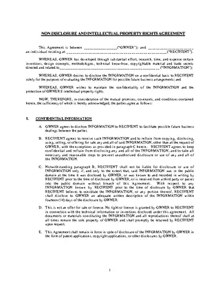 Mutual Non Disclosure Agreement Template Intellectual Property