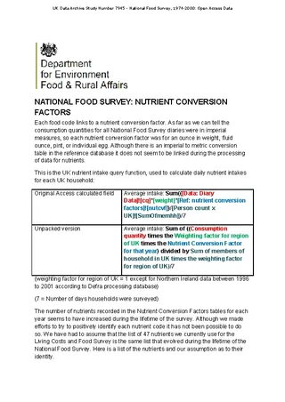 National Food Survey Template