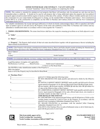 Forms NC Offer to Purchase and Contract 2-T PDF