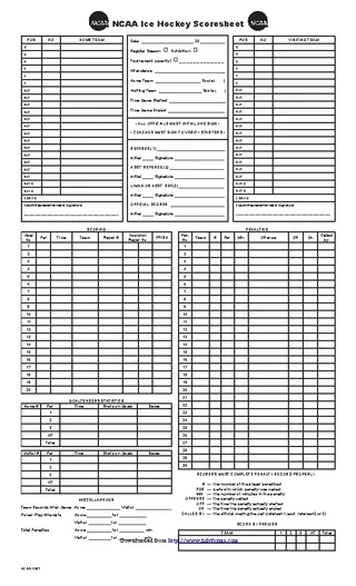 Ncaa Ice Hockey Scoresheet