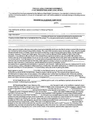 Forms Nebraska Residential Purchase Agreement Form
