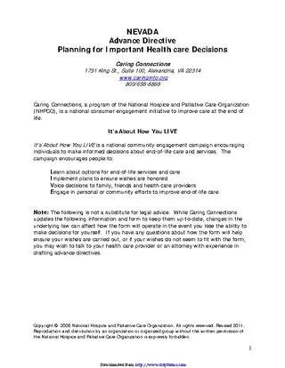 Forms Nevada Advance Health Care Directive Form
