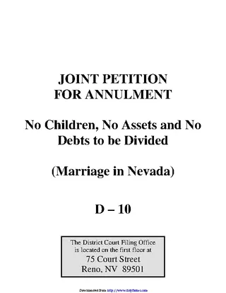 Nevada Joint Petition For Annulment Form