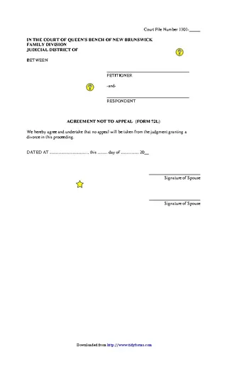 New Brunswick Agreement Not To Appeal Form