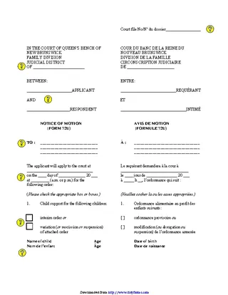 Forms New Brunswick Notice Of Motion Form