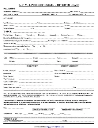 New Brunswick Offer To Lease Form