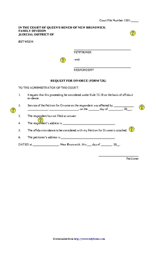 Forms New Brunswick Request For Divorce Form