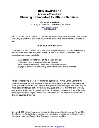 Forms New Hampshire Advance Health Care Directive Form