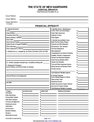 New Hampshire Financial Affidavit Form