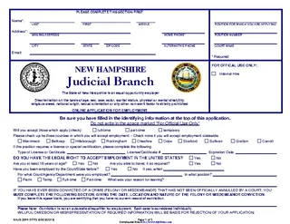 New Hampshire Judicial Branch Application For Employment