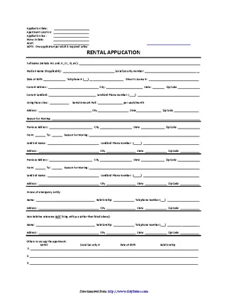 New Hampshire Rental Application For Tenant