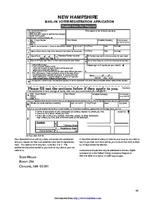 Forms New Hampshire Voter Registration Application