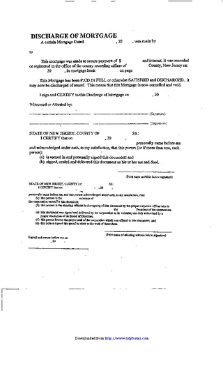 Forms New Jersey Discharge Of Mortgage 2