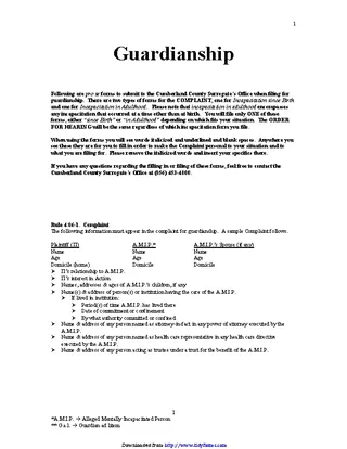 New Jersey Guardianship Form