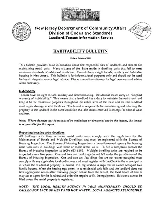 New Jersey Habitability Bulletin