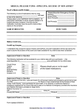 New Jersey Medical Release Form 1