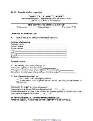 Forms New Mexico Domestic Relations Cover Sheet
