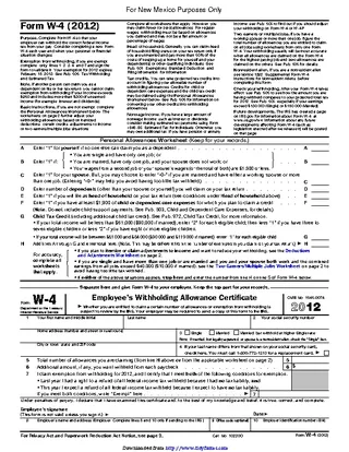 New Mexico Form W 4 2012