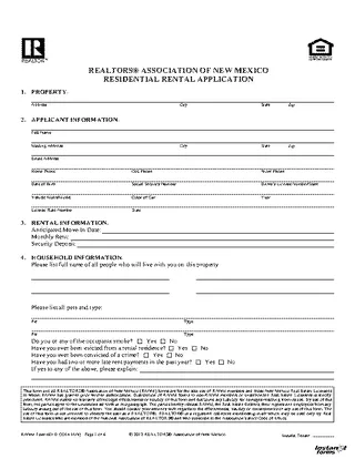 New Mexico Rental Application Form