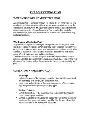 Forms New Product Marketing Plan Template0A